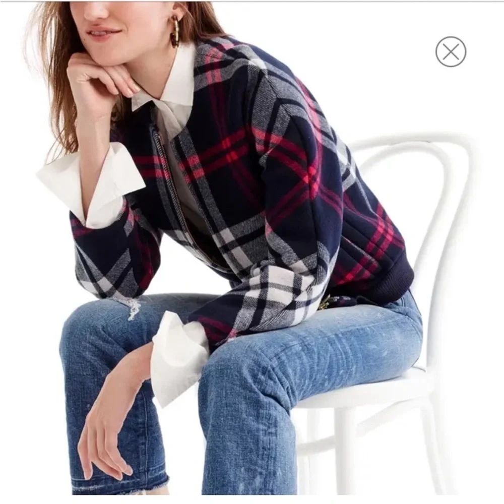 J. Crew Wool Plaid Bomber Jacket Size Small
